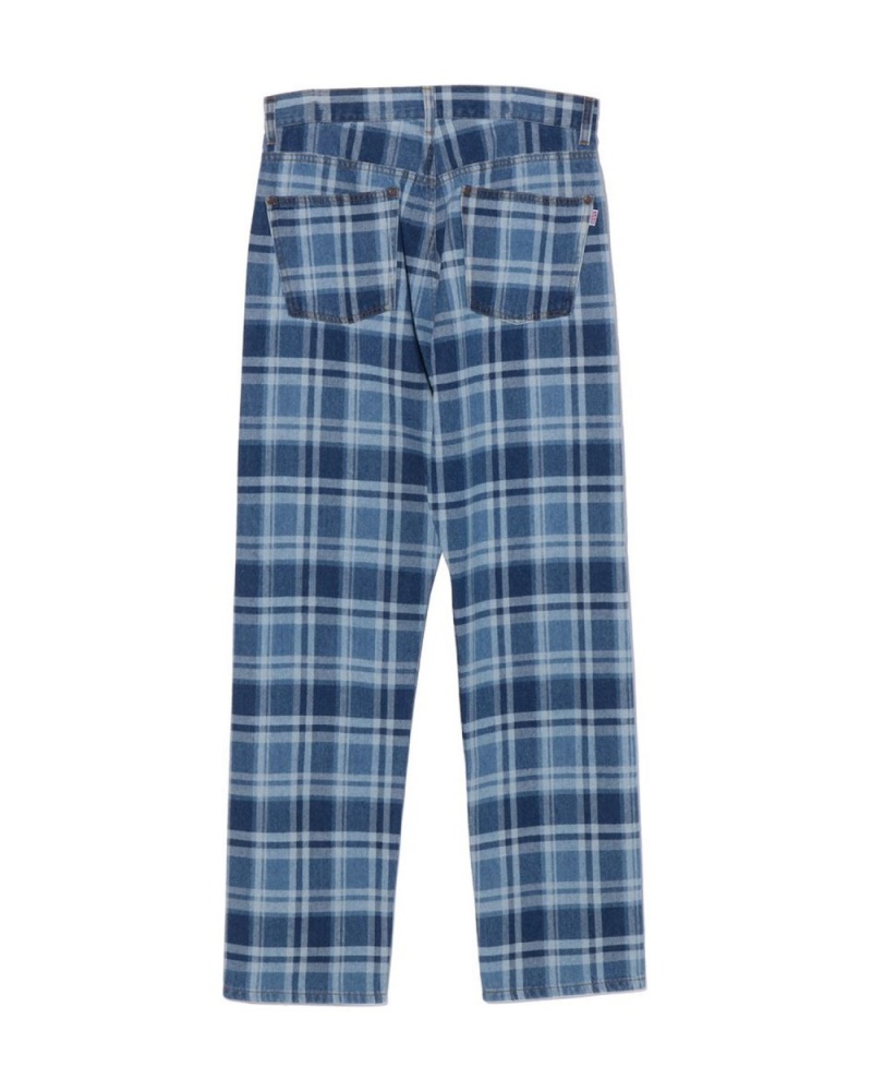 Pantalon Bape Check Denim Pants Bleu Femme | ZXD-54382111