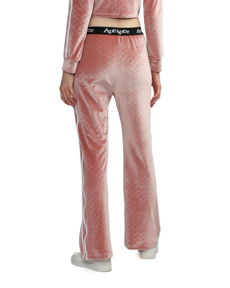 Pantalon Bape Pattern velour flared pants Rose Femme | RXE-08199551